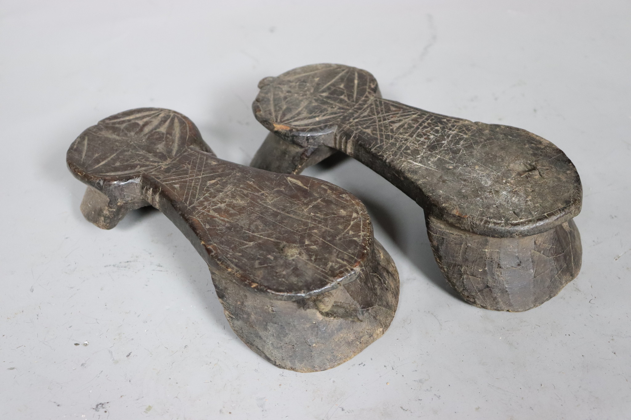 Antique 19th C Pakistan Swat Valley Handmade Wooden Carved  Sandal Nuristan Afghanistan Shoes No:B