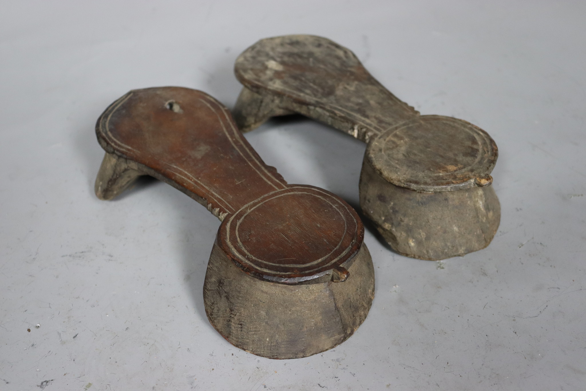 Antique 19th C Pakistan Swat Valley Handmade Wooden Carved  Sandal Nuristan Afghanistan Shoes No:C