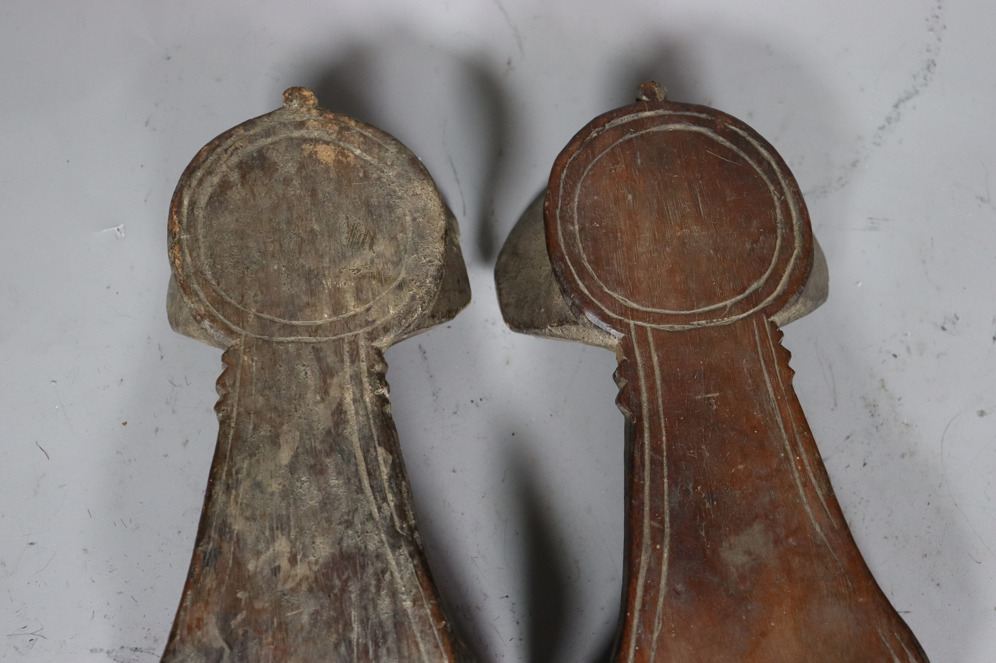 Antique 19th C Pakistan Swat Valley Handmade Wooden Carved  Sandal Nuristan Afghanistan Shoes No:C