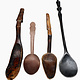 4 Pcs Antique wooden Ifugao spoons soup spoons  from  Province, Luzon, Philippines, 19th / 20thC No:A