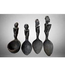 4 Pcs Antique wooden Ifugao spoons soup spoons  from  Province, Luzon, Philippines, 19th / 20thC