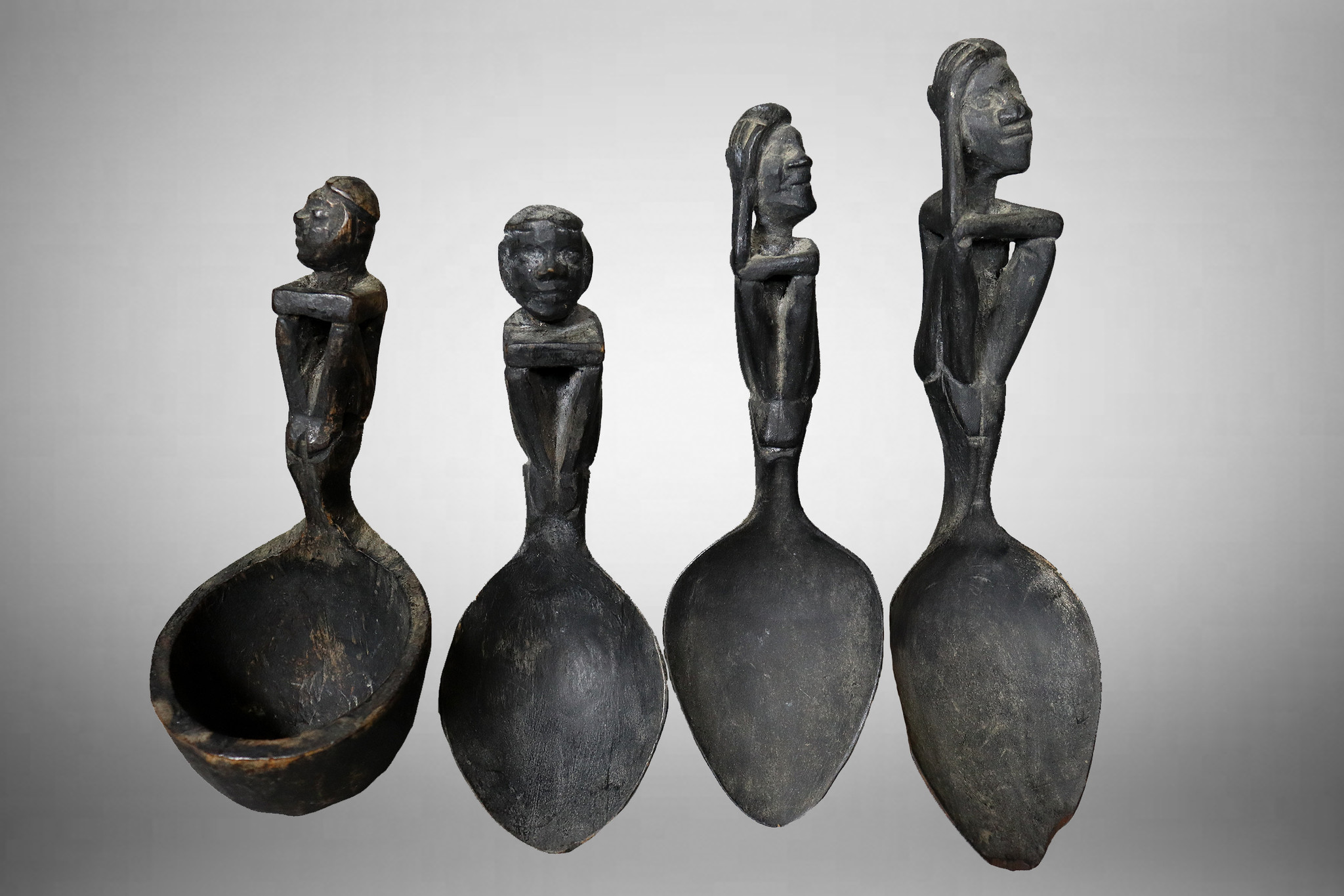 4 Stück Antik Ifugao-Löffel Provinz Ifugao aus der Insel Luzon im Norden der Philippinen