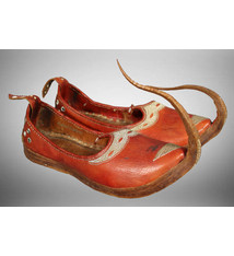 antique original Afghanistan Pakistan Afghan women’s nomadic Traditional embroidered Wedding shoe (Payzor) Braun