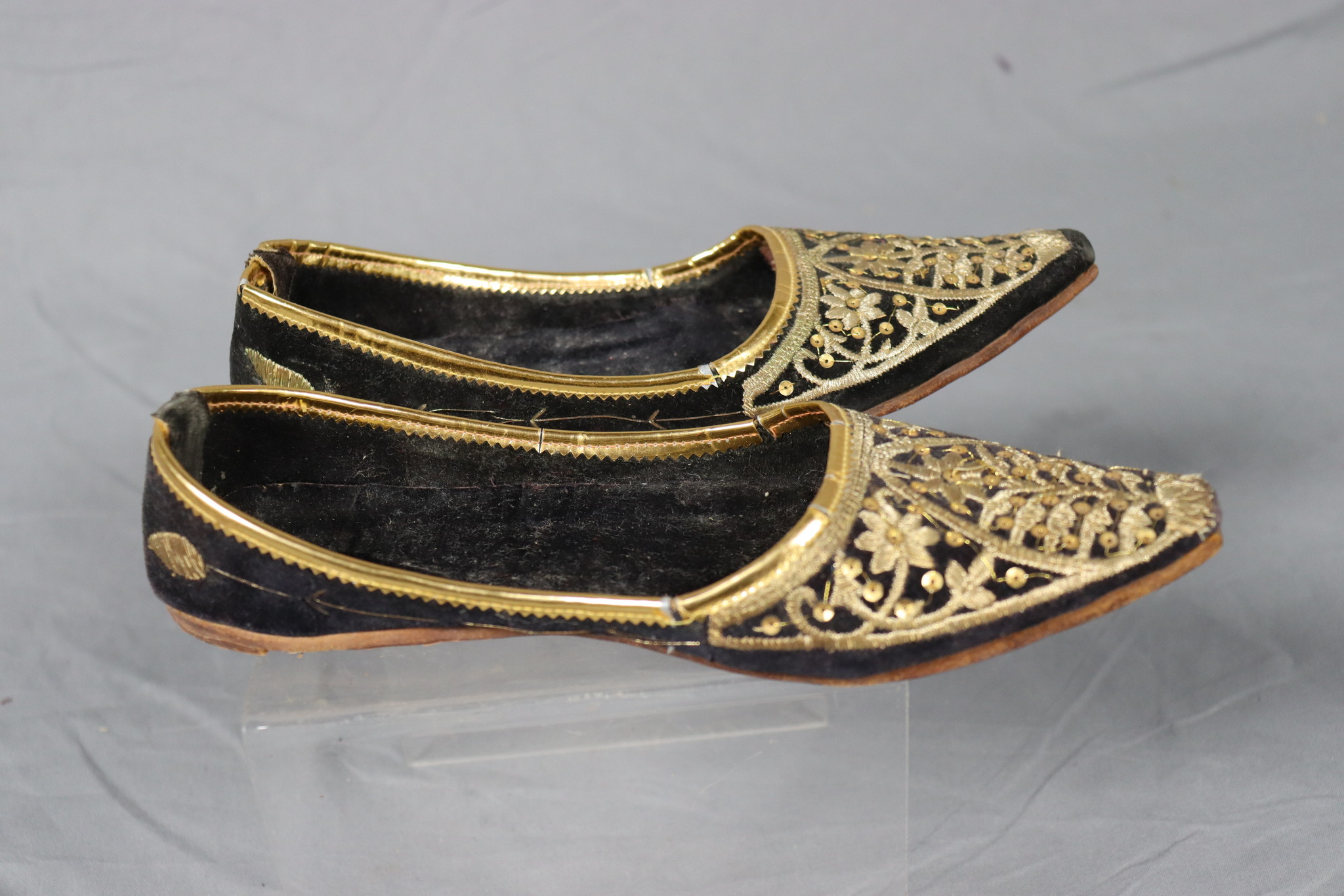 antique original Afghanistan Pakistan Afghan women’s nomadic Traditional embroidered Wedding shoe (Payzor) Black