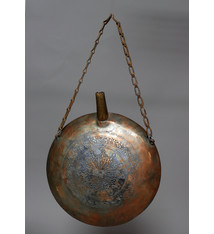 Antique  islamic Middle Eastern Tinned Copper  Engraved  water bottle  Canteen Powder Flask  No: 22/ 19