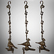 Antique Brass Hanging Bronze Oil Lamp in the Shape of a Bird from india.