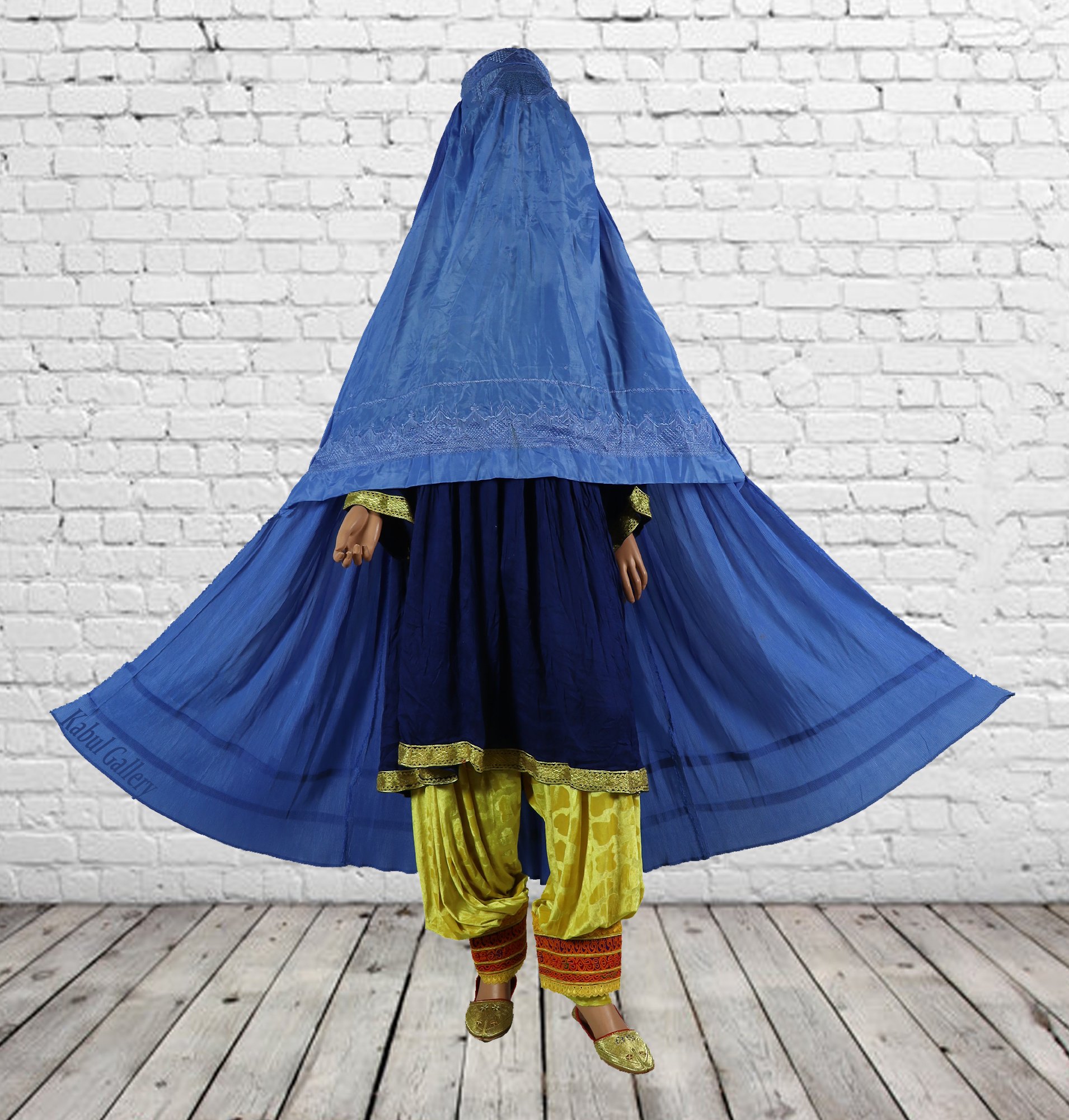 Original Afghanische Frauen schleier kopftuch Burka Burqua umhang afghan burqa abaya Niqab Kleid hijab Tschador afghanistan Pakistan (blau)