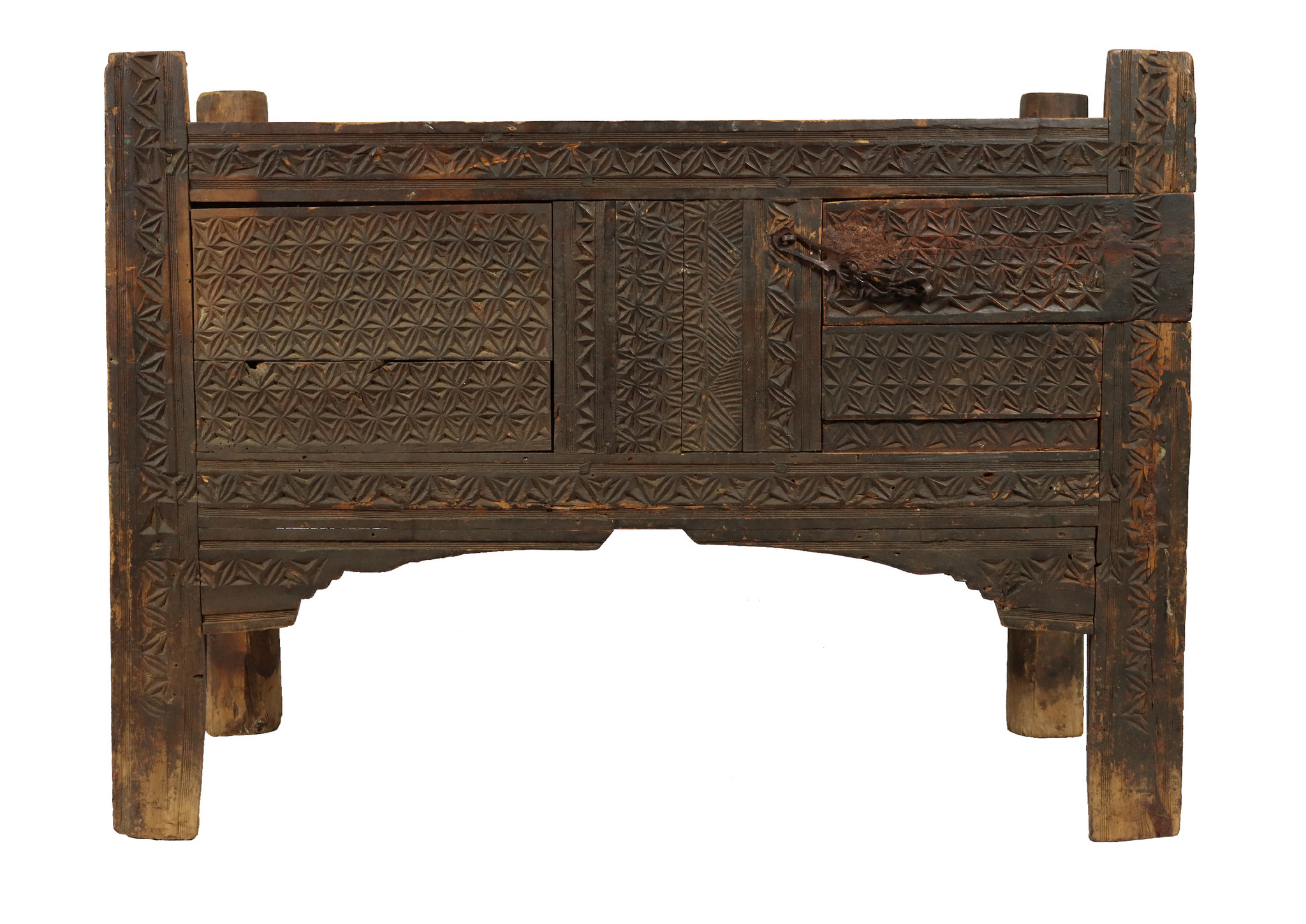 antique 19th century  wooden yurt treasure Dowry Chest from Afghanistan turkmenistan No:22/1