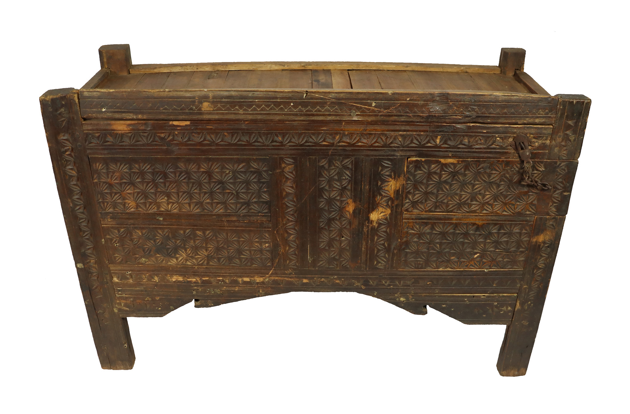 antique 19th century  wooden yurt treasure Dowry Chest from Afghanistan turkmenistan No:22/2