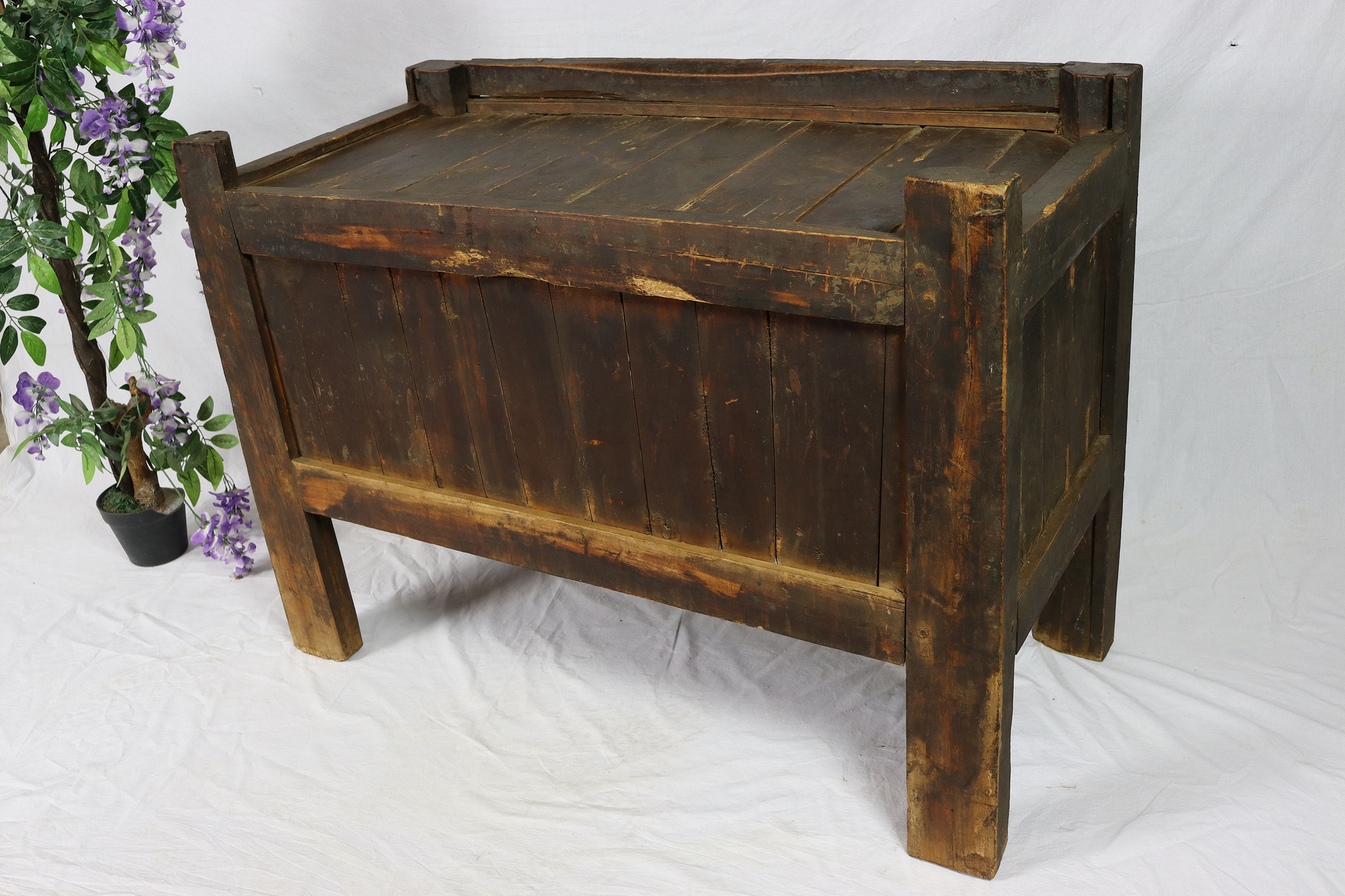 antique 19th century orient vintage Turkmen cedar wood treasure Dowry Chest from Afghanistan No:22/3