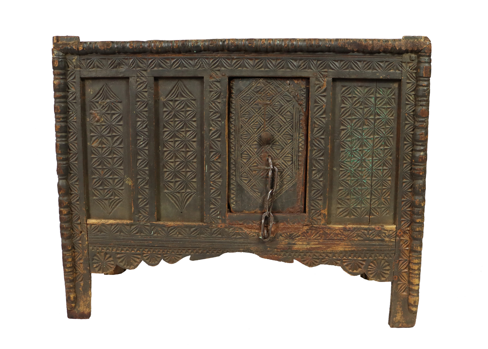 antique 19th century  wooden yurt treasure Dowry Chest from Afghanistan turkmenistan No:22/ 4