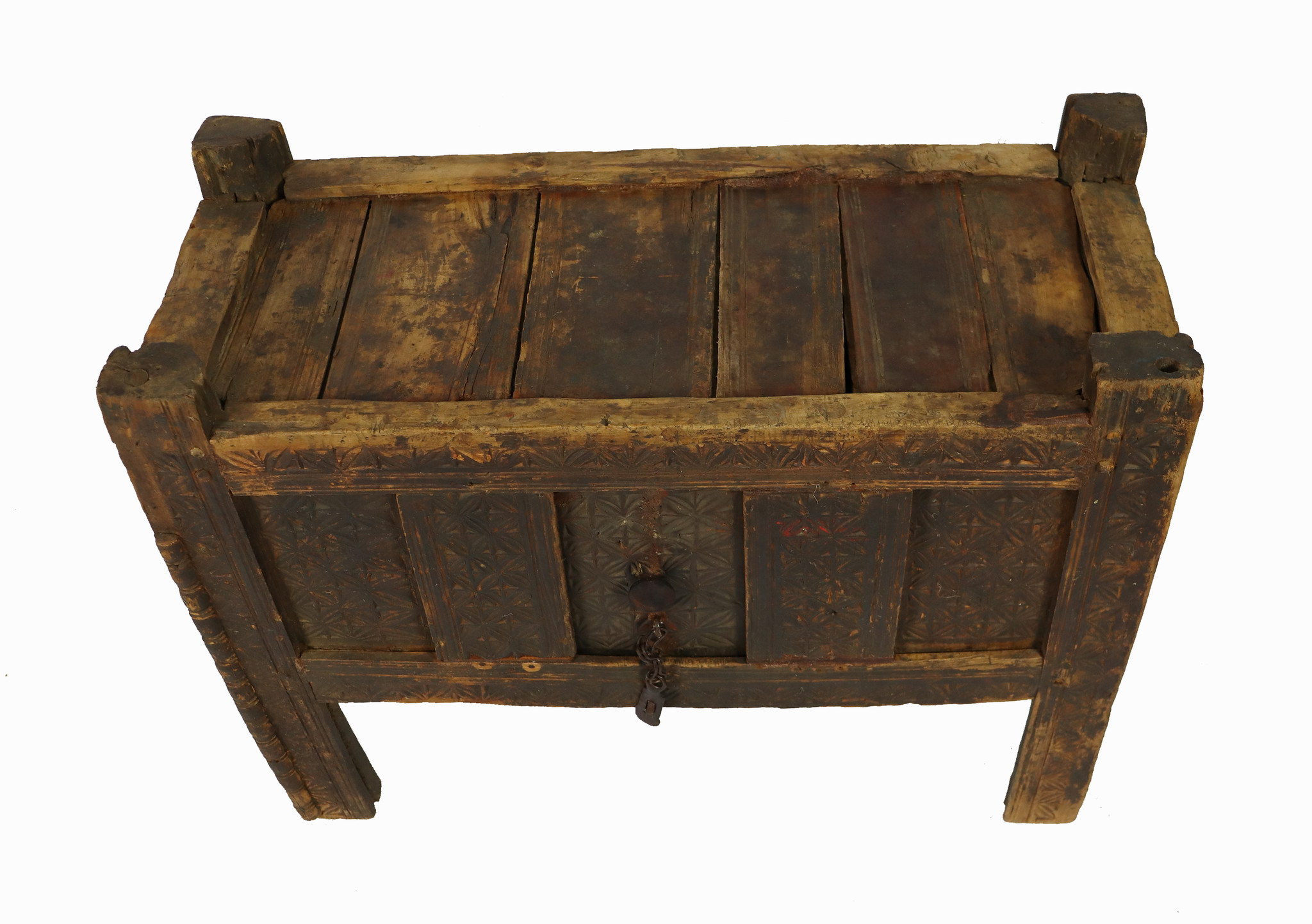 antique 19th century orient vintage Turkmen cedar wood treasure Dowry Chest from Afghanistan No:22/ 6