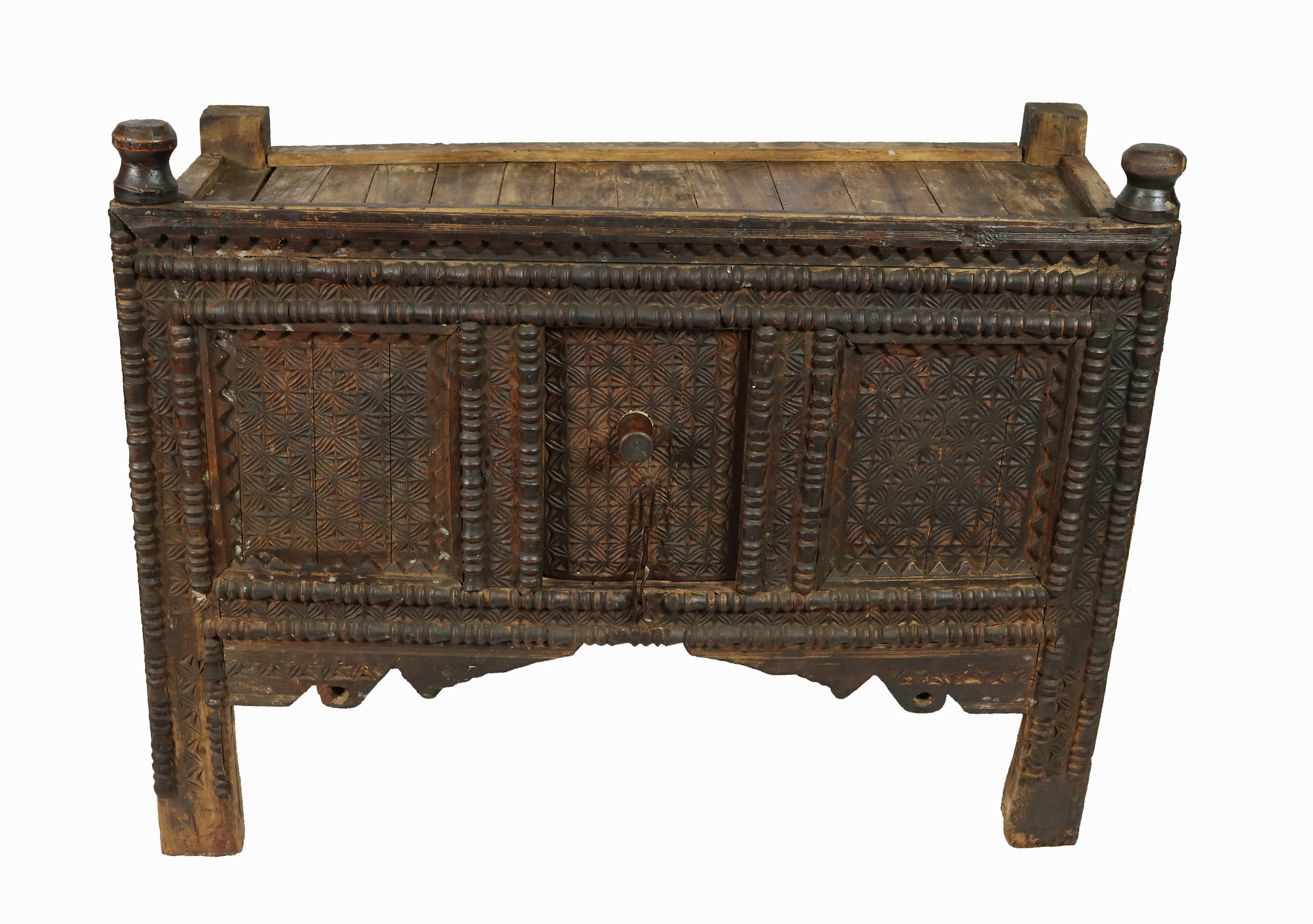 antique 19th century  wooden yurt treasure Dowry Chest from Afghanistan turkmenistan No:22/7