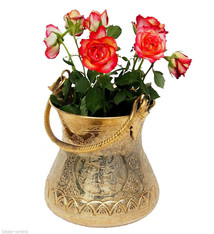 vintage Engraved Large islamic hand engraved Brass bucket water-bucket with handle. High Quality, from Afghanistan   No:C