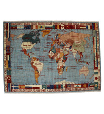 49,2 x 35,4 inch Rare gigantic warrug oriental wall Rug world Atlas carpet map hand Knotted Mamlouk-Glaxy