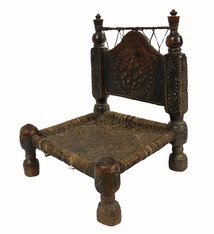 antique  cedar wood Low Chair from Nuristan Afghanistan / Swat Valley-Pakistan Nr-22 -D