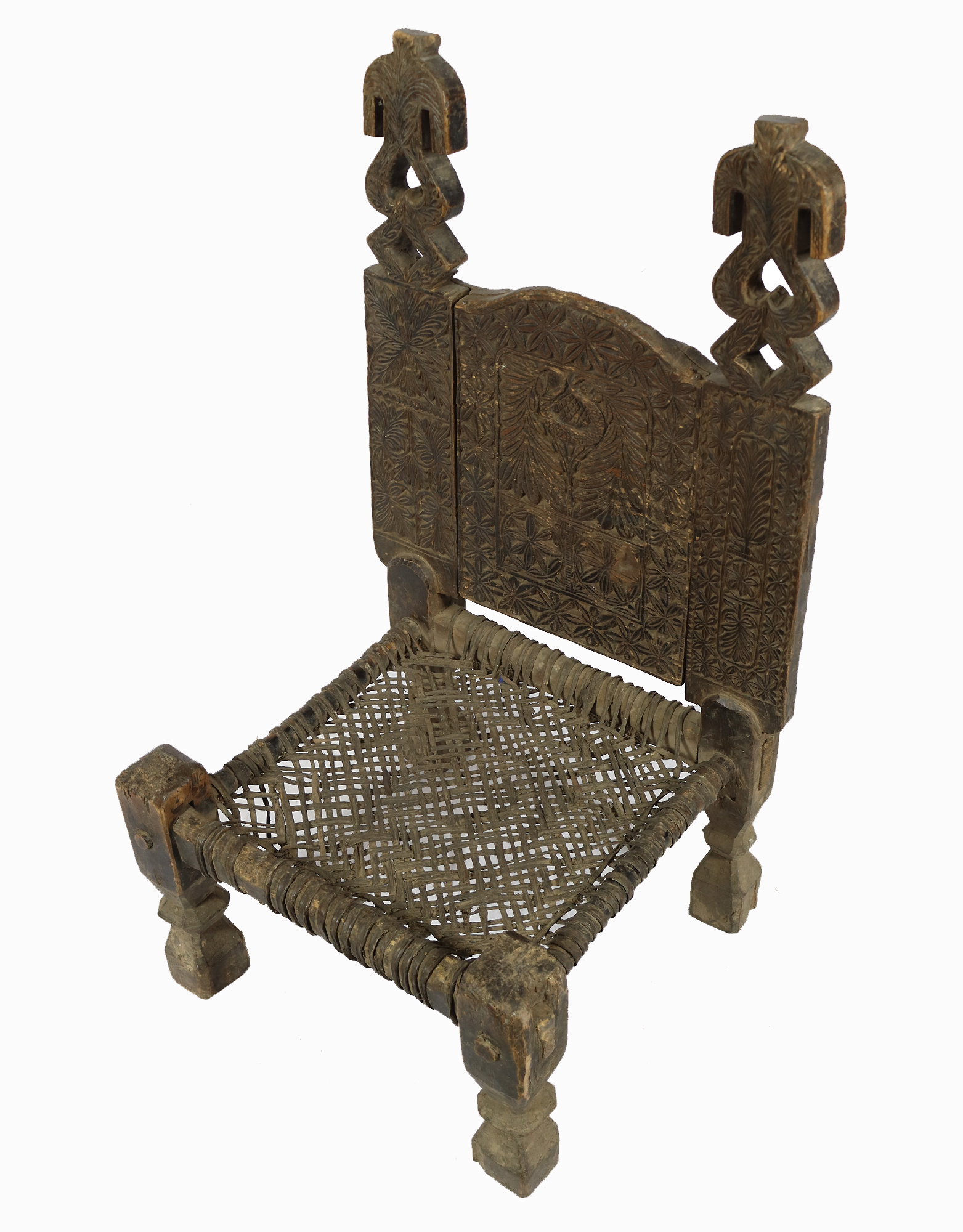 antique  cedar wood Low Chair from Nuristan Afghanistan / Swat Valley-Pakistan No-22 - G