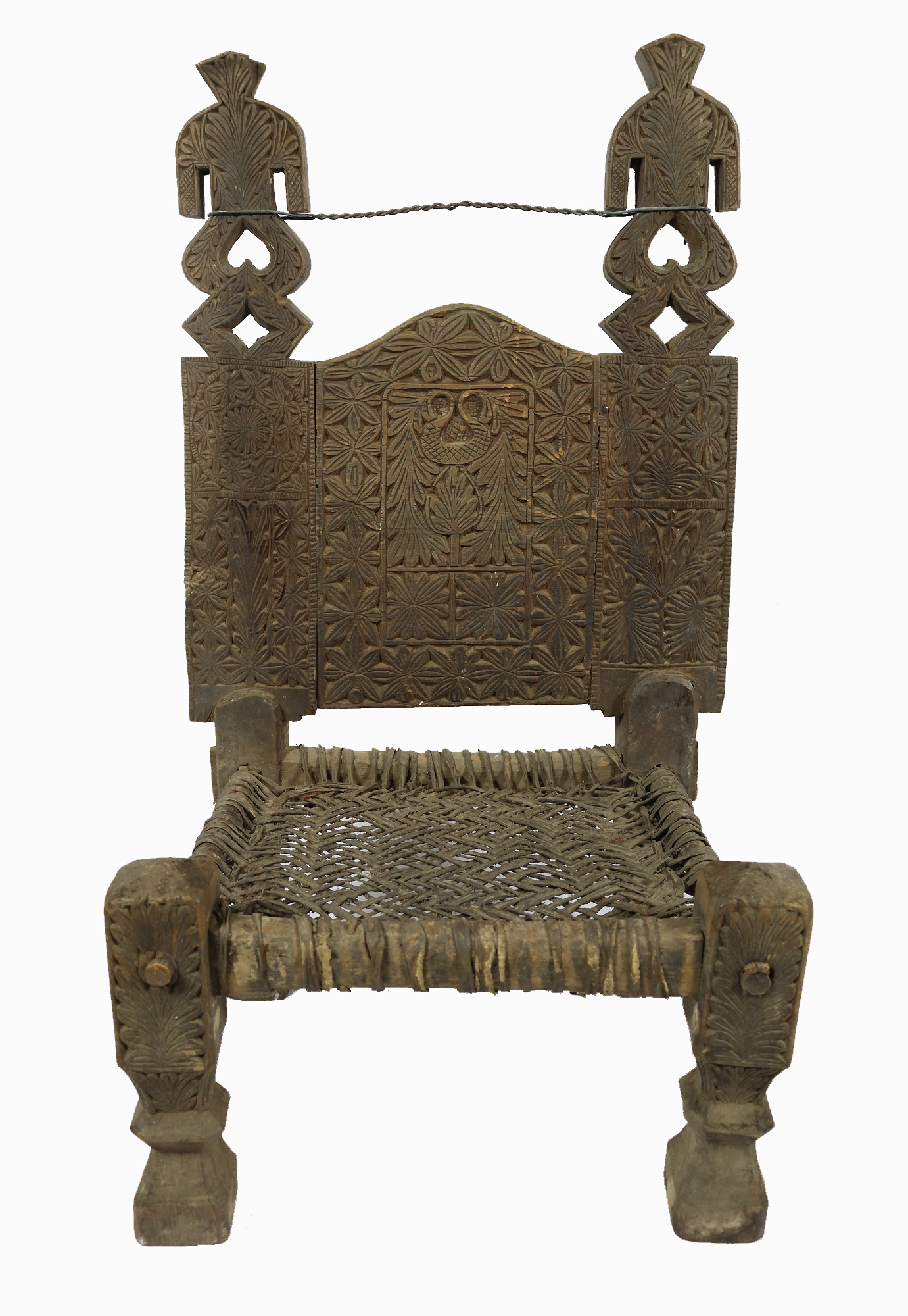 antique  cedar wood Low Chair from Nuristan Afghanistan / Swat Valley-Pakistan No-22 - H