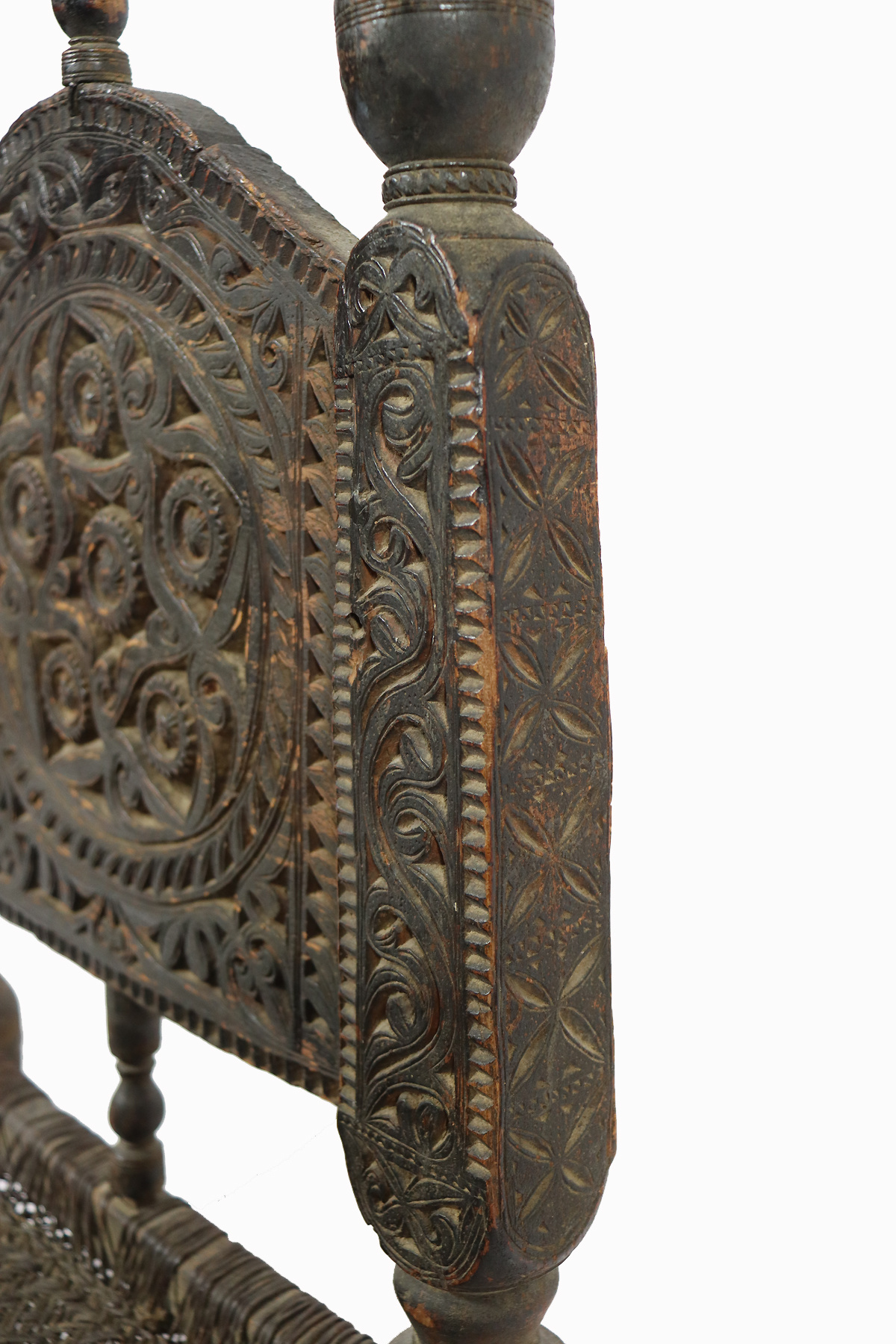 antique  cedar wood Low Chair from Nuristan Afghanistan / Swat Valley-Pakistan No-22 -J