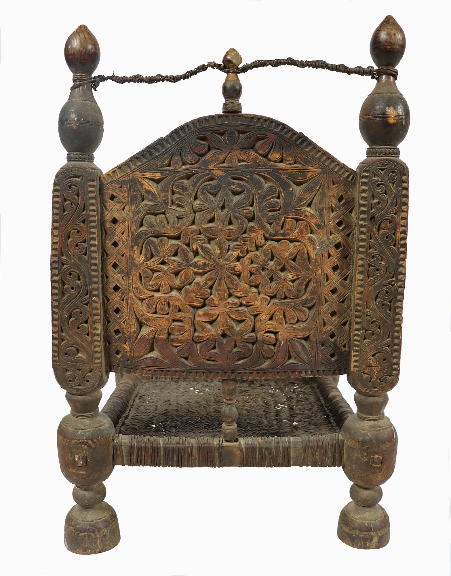 antique  cedar wood Low Chair from Nuristan Afghanistan / Swat Valley-Pakistan No-22 -J