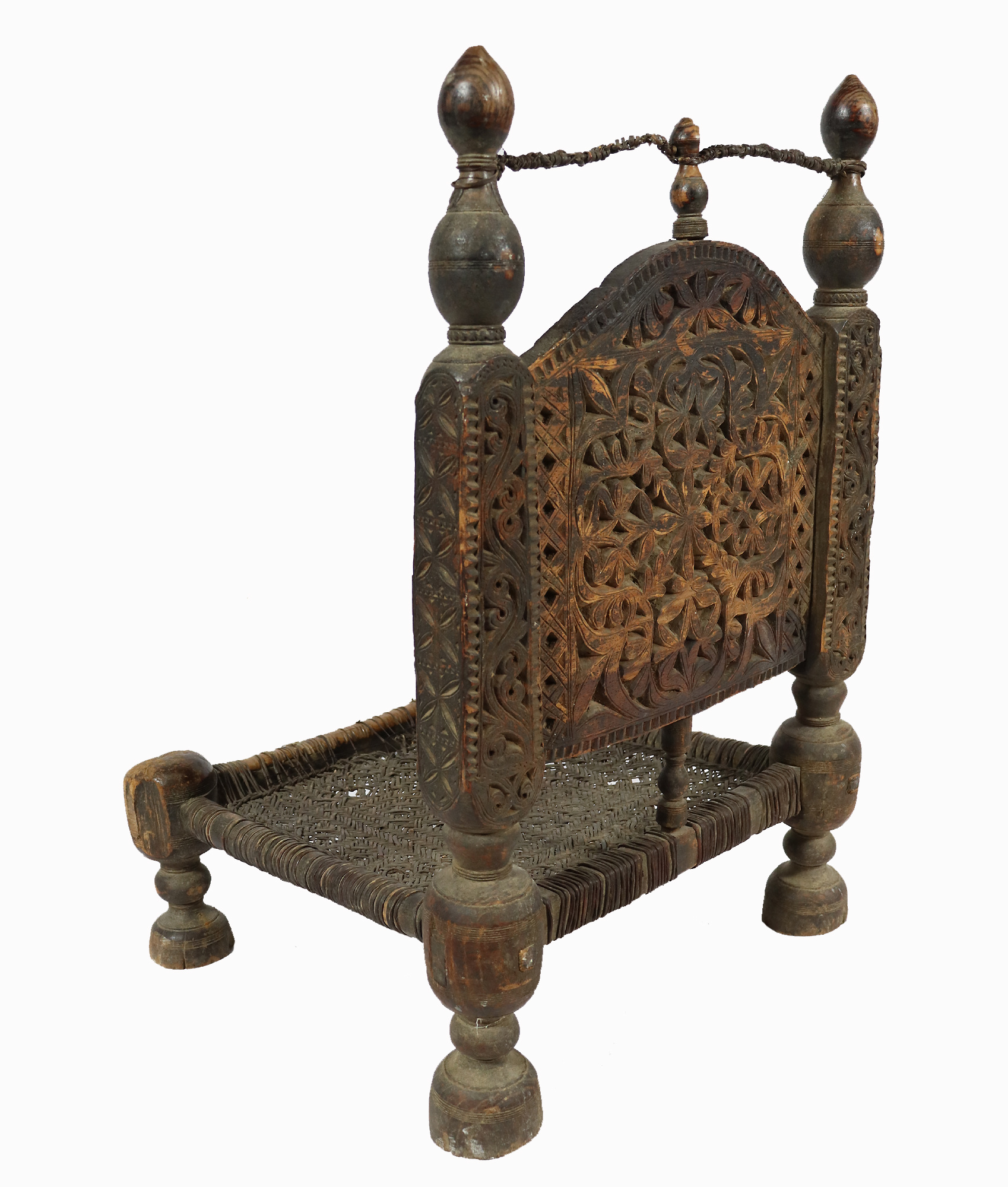 antique  cedar wood Low Chair from Nuristan Afghanistan / Swat Valley-Pakistan No-22 -J