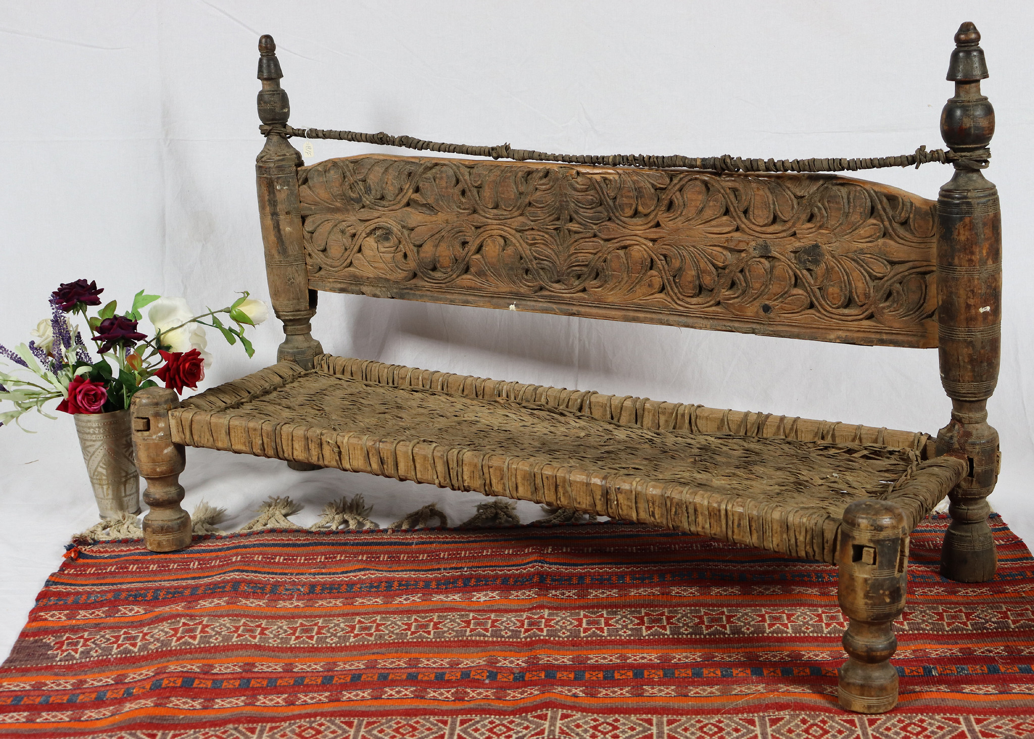 Antique Two Seater Nuristan Chair Stuhl No:19/F