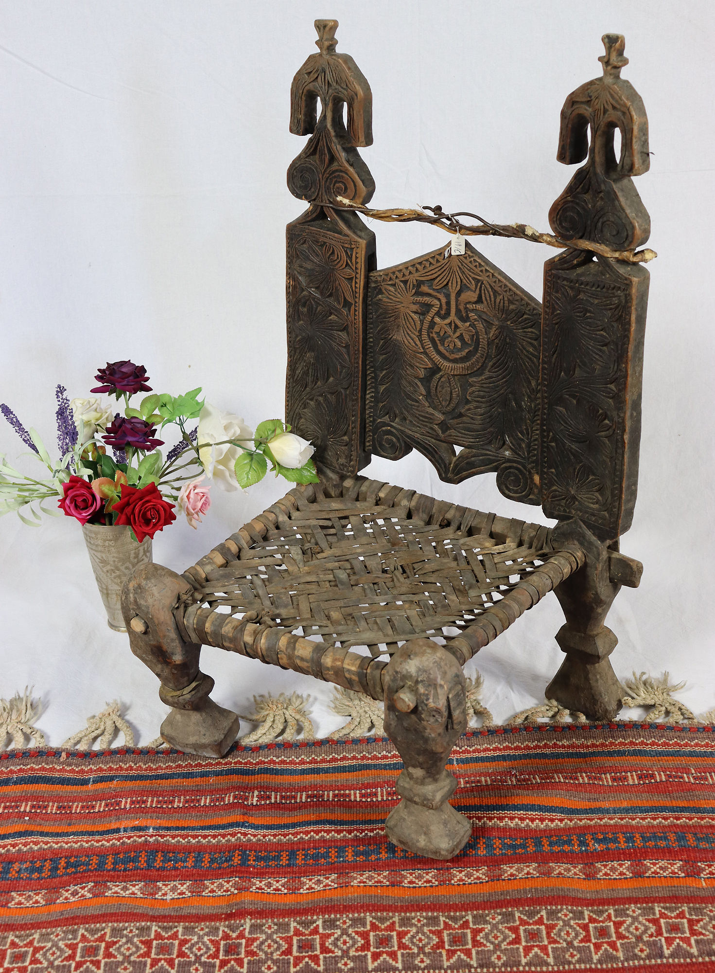 antique orient solid hand-carved wooden hook from Nuristan Afghanistan kohistan Pakistan  19 century Exklusiv 19/C