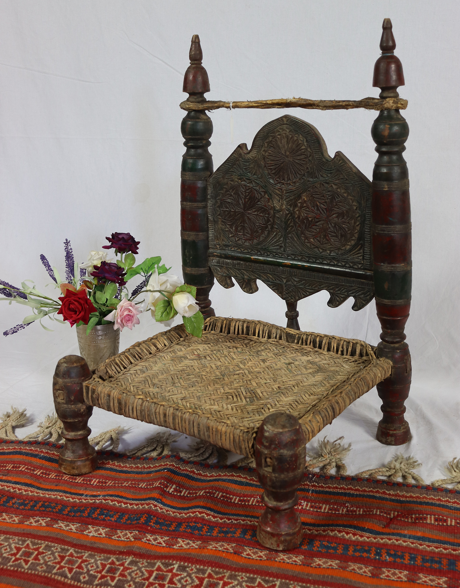 antiquity Low chair from Nuristan Afghanistan / Swat-valley Pakistan No:F