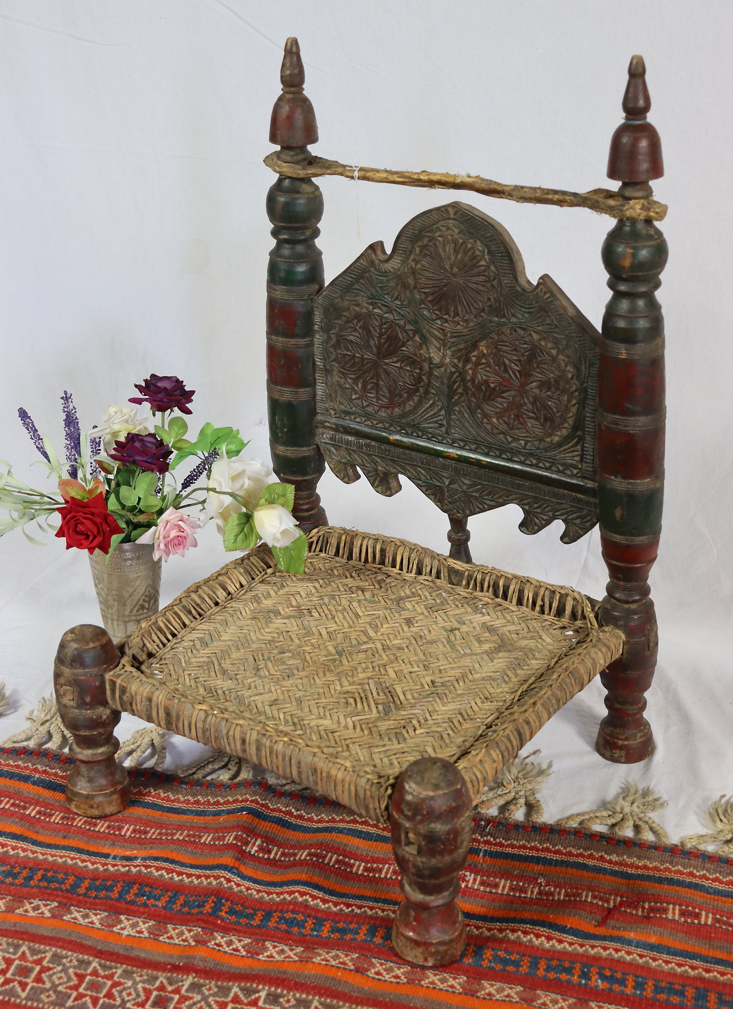 antiquity Low chair from Nuristan Afghanistan / Swat-valley Pakistan No:F