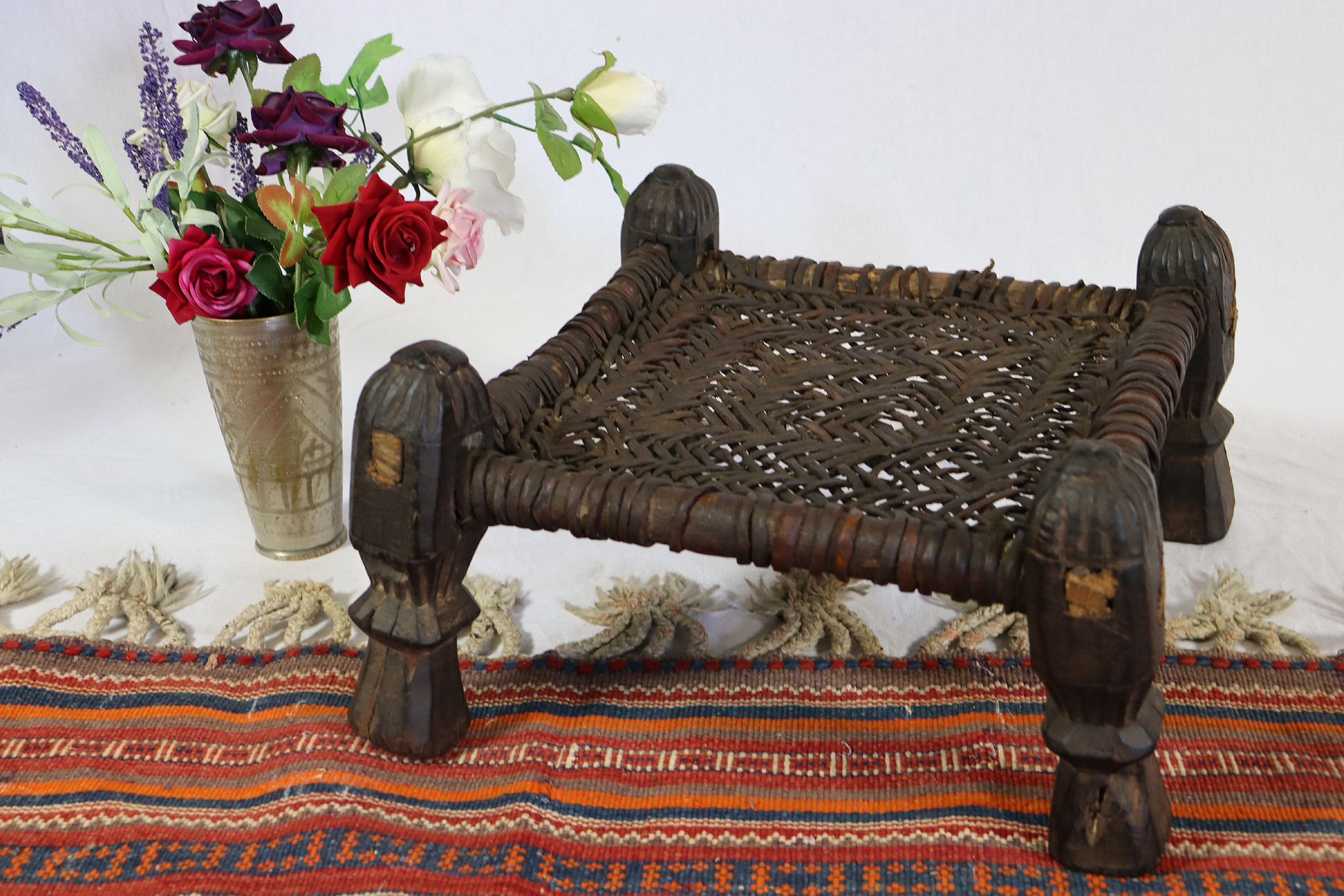 40x40 cm Antique Nuristan Chair  low stool No:NUR21-G