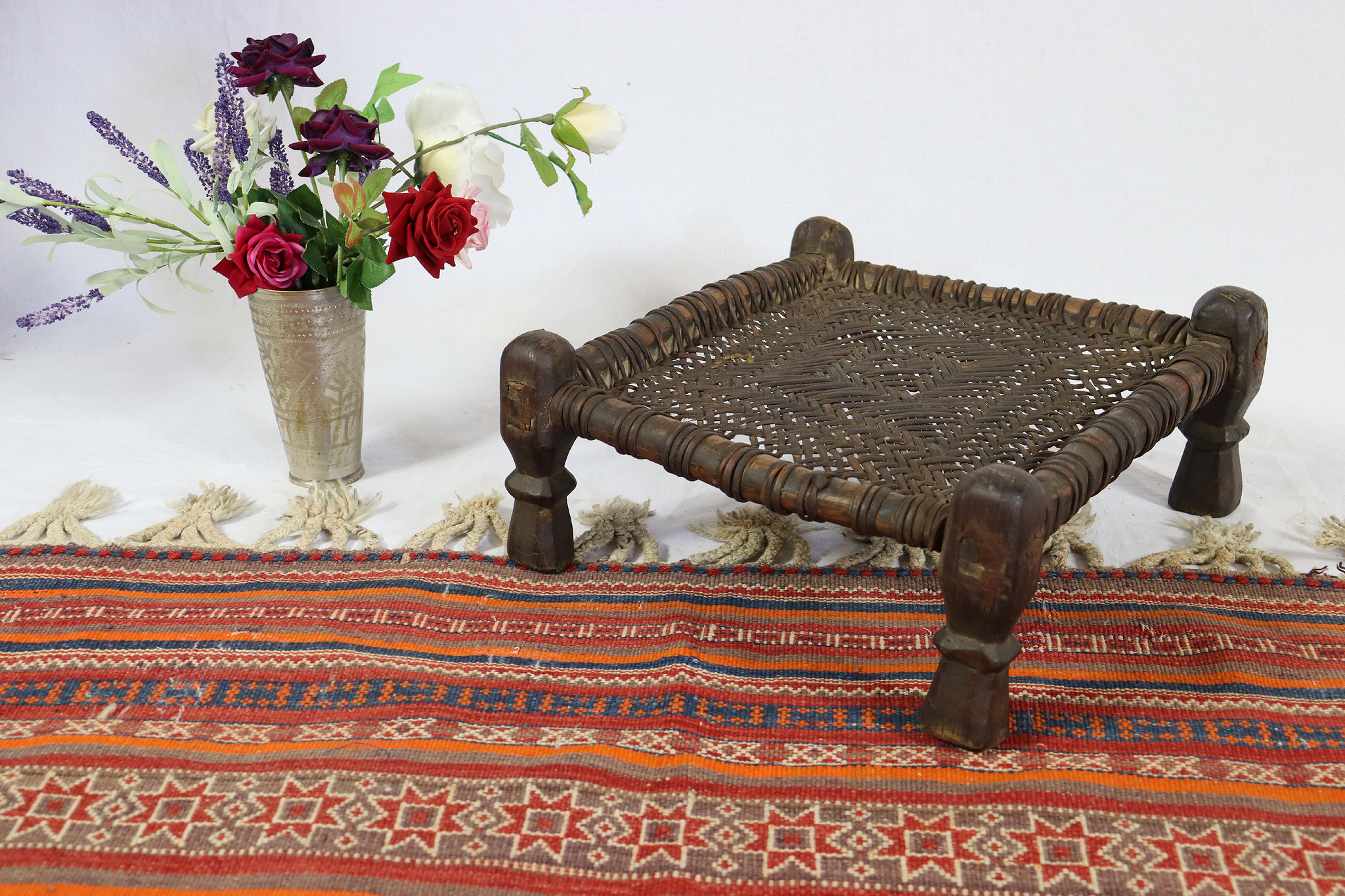 42x42 cm Antique Nuristan Chair  low stool No:NUR21- K