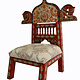 Vintage orient cedar wood Low wedding Chair from  Afghanistan horse head RAJ