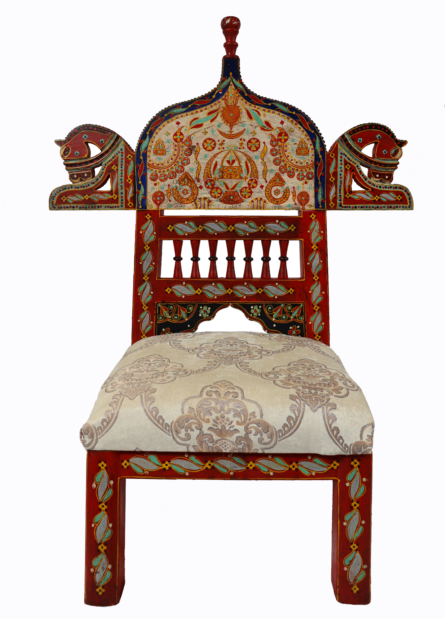 Vintage orient Nuristan Holz hochzeit Stuhl aus  Afghanistan Pferdekopf RAJ
