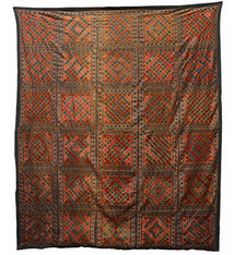 silk hand embroidered Bed coverlet bedspread sofa cover Swat Valley -22