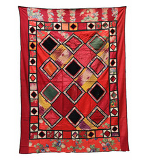 175x130 cm Antique Uzbek tribal silk Hand Sewn Embroidered Lakai Patchwork No:UZ1