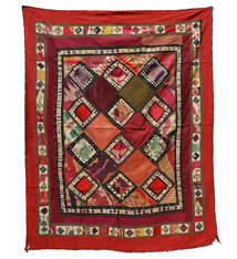 170x135 cm Antique Uzbek tribal silk Hand Sewn Embroidered Lakai Patchwork No:UZ2