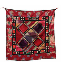 85x82  cm Antique Uzbek tribal silk Hand Sewn Embroidered Lakai Patchwork No:UZ3