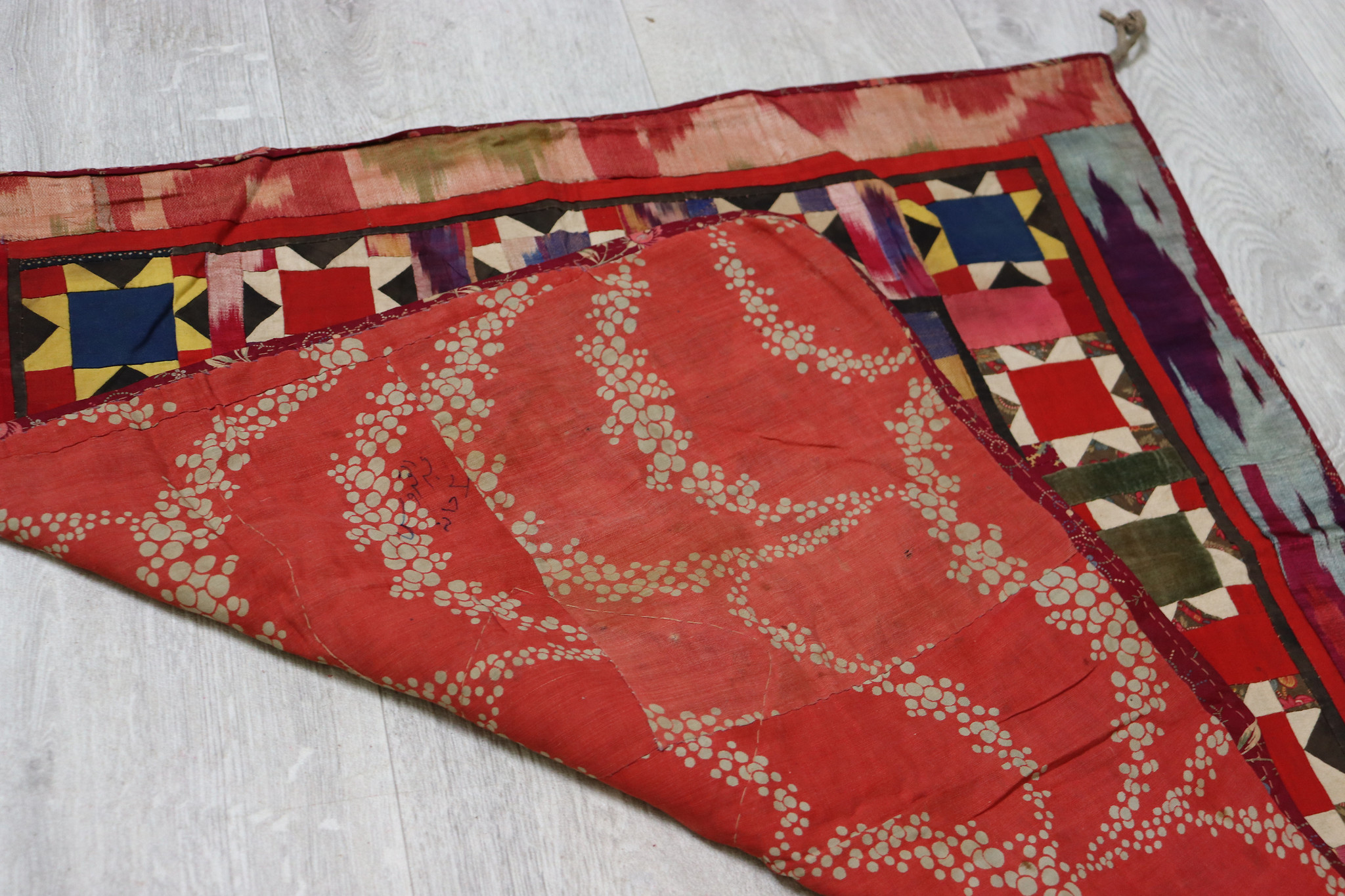 67x67 cm Antique Uzbek tribal silk Hand Sewn Embroidered Lakai Patchwork No:UZ4
