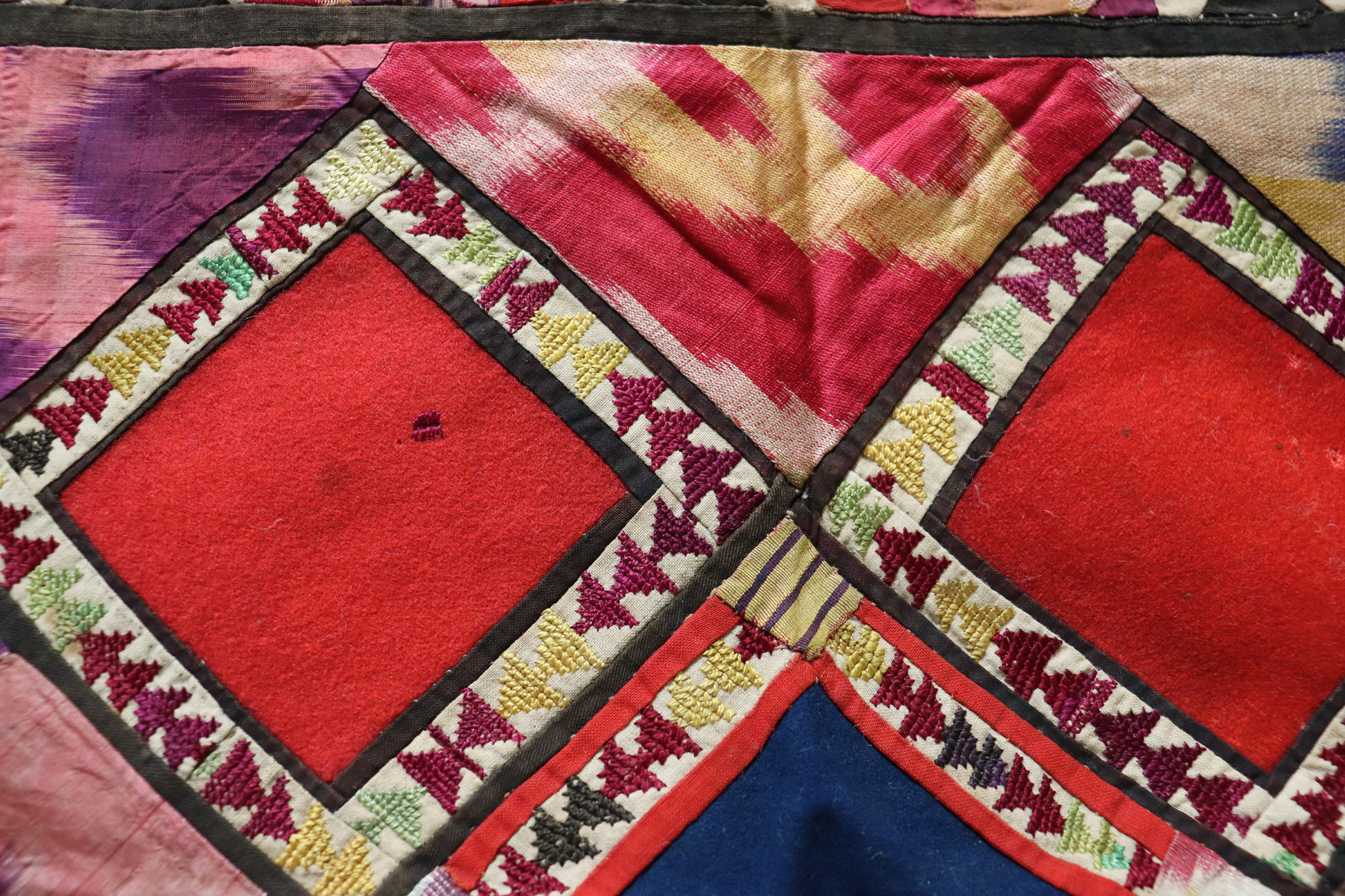 67x67 cm Antique Uzbek tribal silk Hand Sewn Embroidered Lakai Patchwork No:UZ4