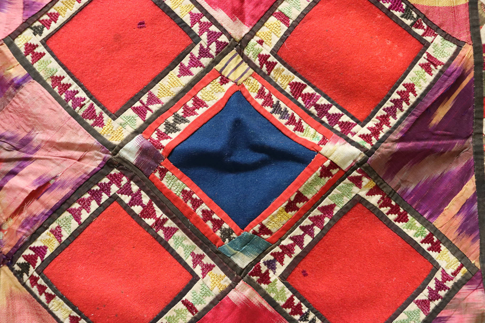 67x67 cm Antique Uzbek tribal silk Hand Sewn Embroidered Lakai Patchwork No:UZ4