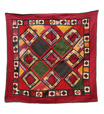 82x82 cm Antique Uzbek tribal silk Hand Sewn Embroidered Lakai Patchwork No:UZ6