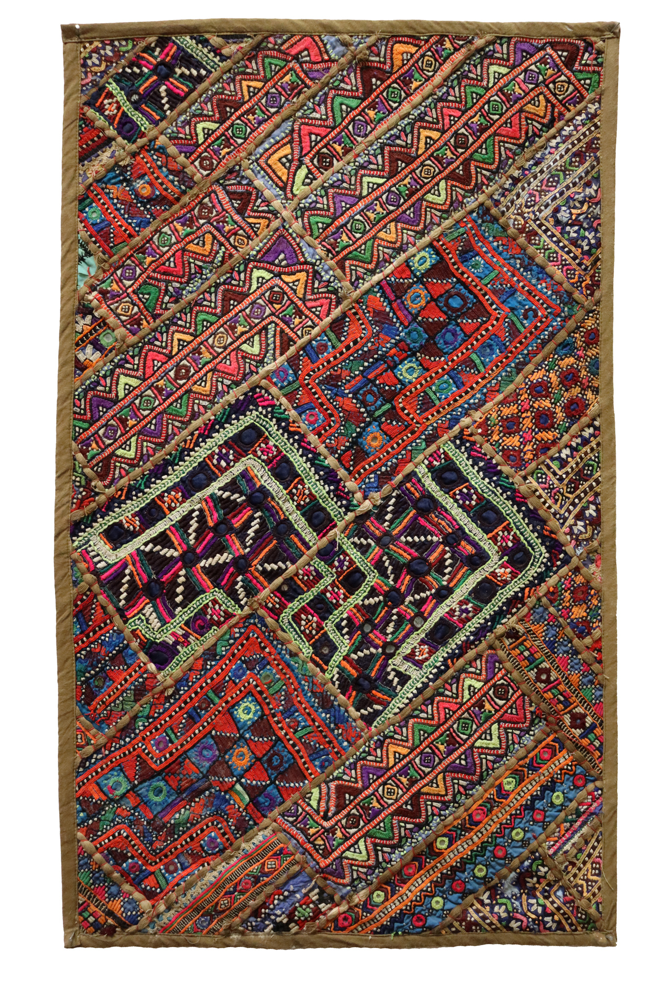 87x53  cm Antique Uzbek tribal silk Hand Sewn Embroidered Lakai Patchwork No: 28