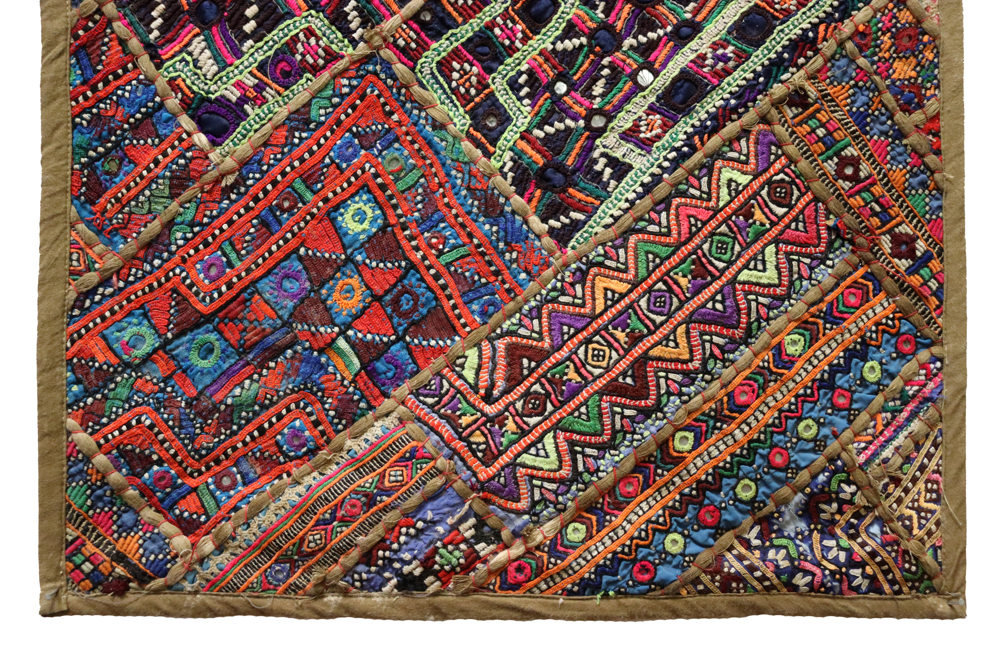 87x53  cm Antique Uzbek tribal silk Hand Sewn Embroidered Lakai Patchwork No: 28