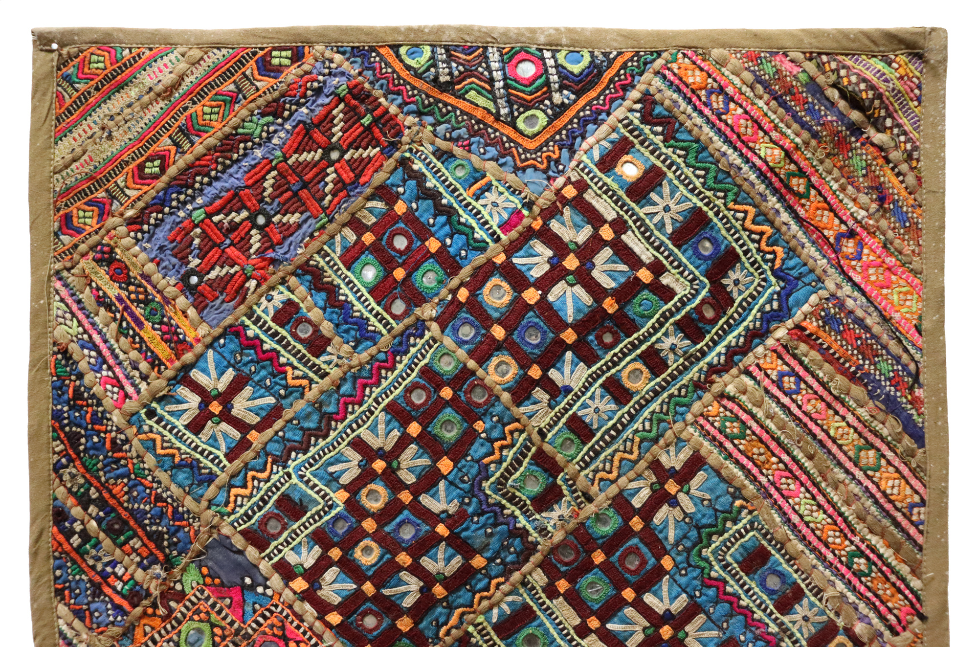87x53  cm Antique Uzbek tribal silk Hand Sewn Embroidered Lakai Patchwork No:29