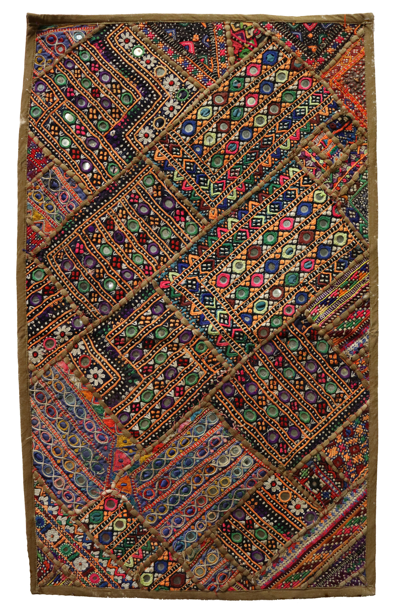 87x53  cm Antique Uzbek tribal silk Hand Sewn Embroidered Lakai Patchwork No30