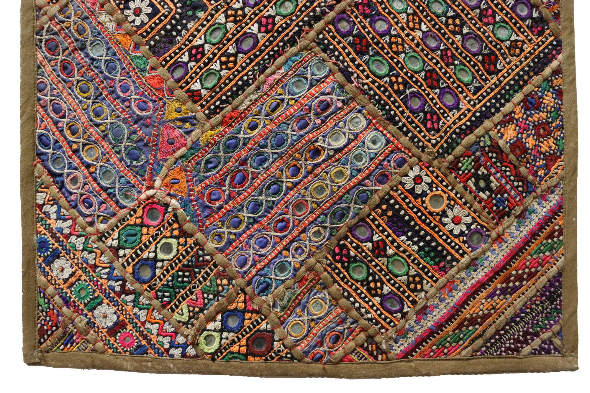 87x53  cm Antique Uzbek tribal silk Hand Sewn Embroidered Lakai Patchwork No30