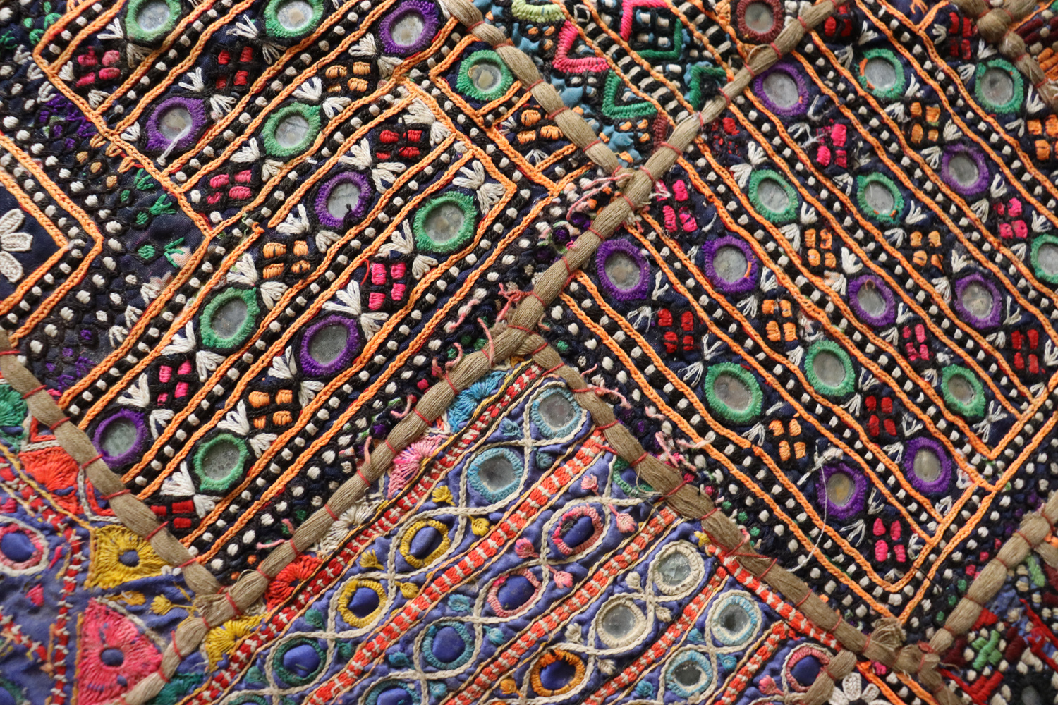 87x53  cm Antique Uzbek tribal silk Hand Sewn Embroidered Lakai Patchwork No30