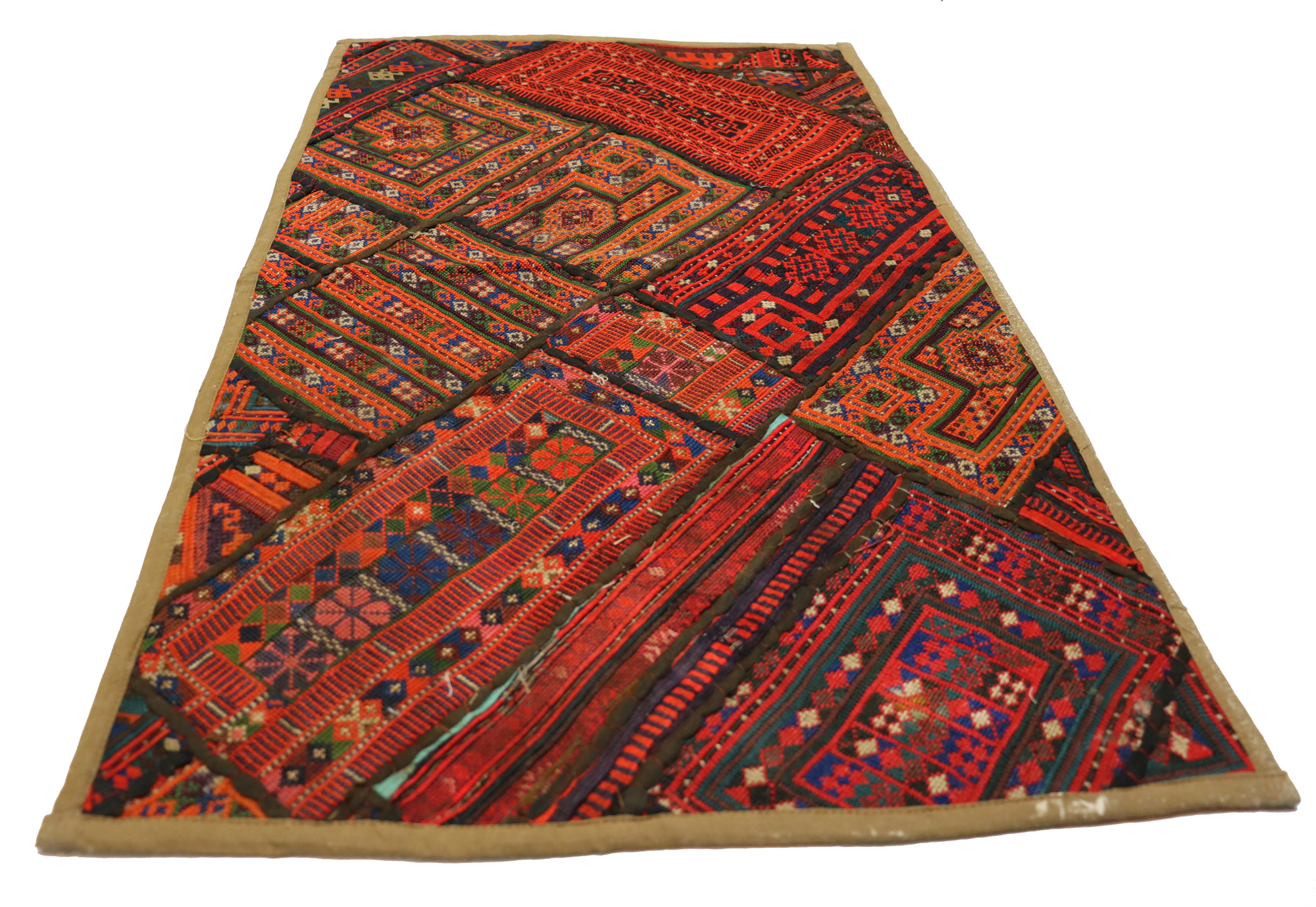 87x53  cm Antique Uzbek tribal silk Hand Sewn Embroidered Lakai Patchwork No: 37
