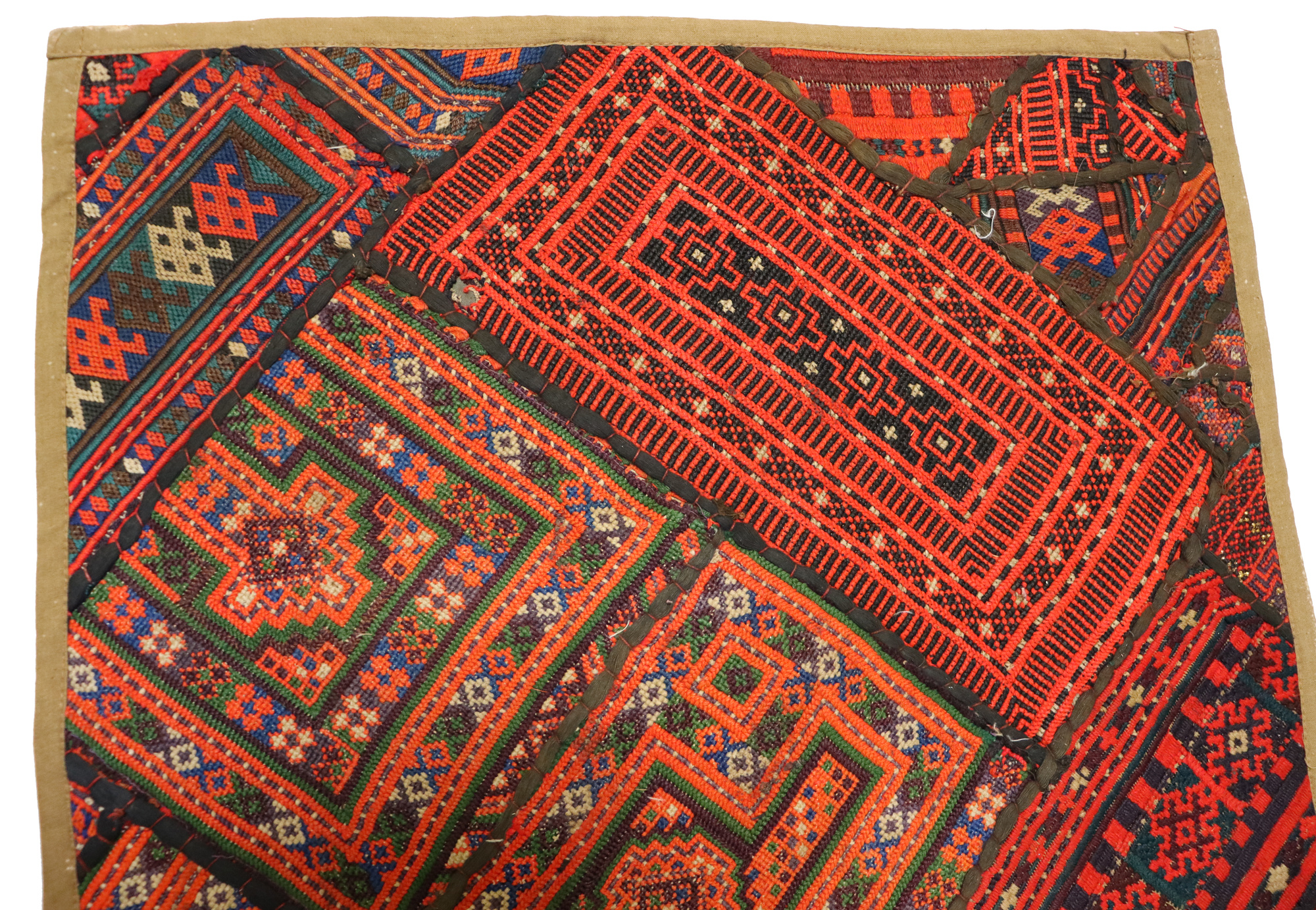 87x53  cm Antique Uzbek tribal silk Hand Sewn Embroidered Lakai Patchwork No: 37