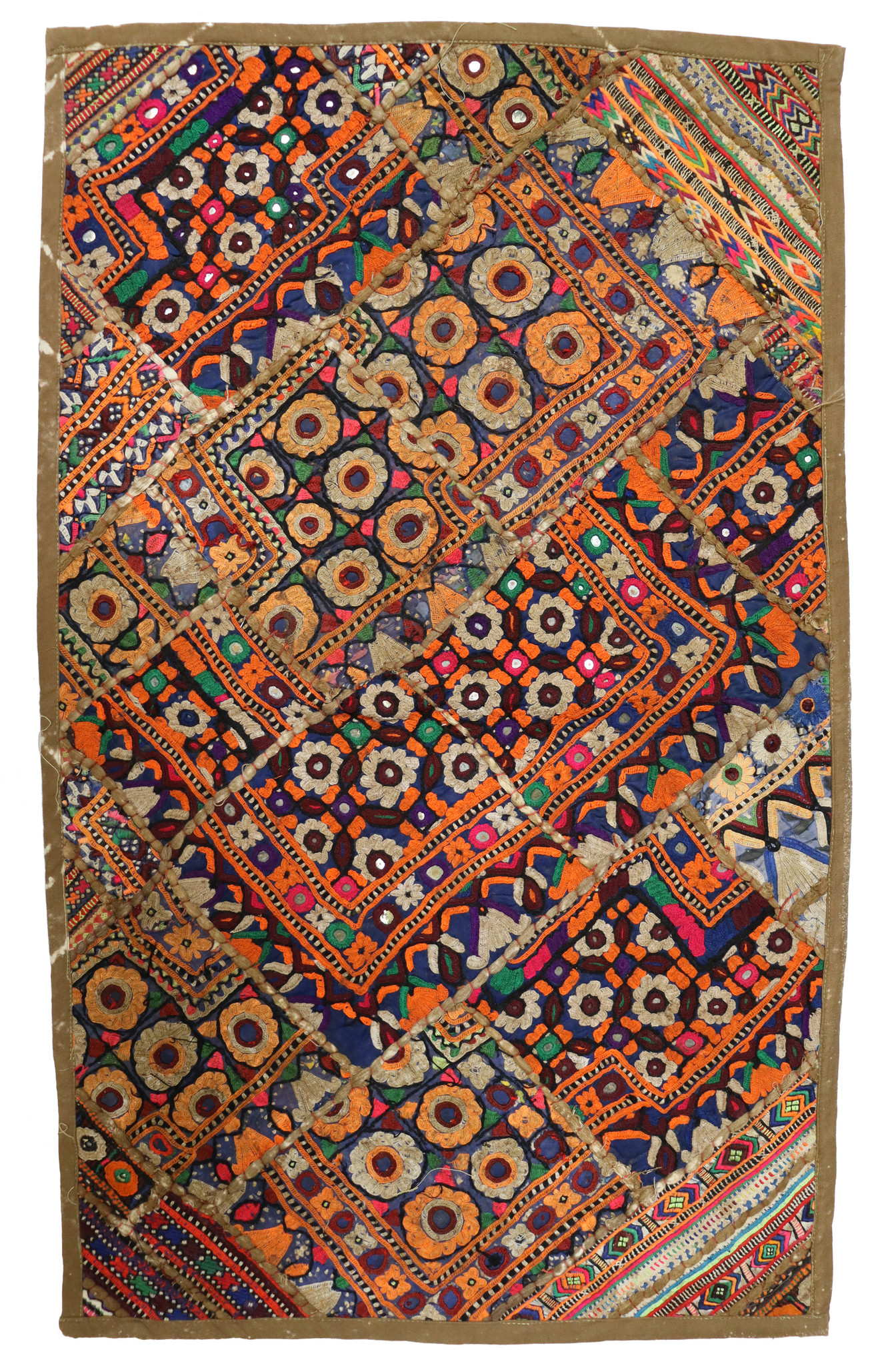87x53  cm Antique Uzbek tribal silk Hand Sewn Embroidered Lakai Patchwork No: 40